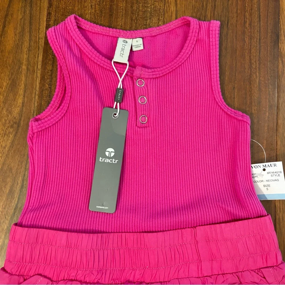 Tractr Girls Running Romper Pink Ribbed Athletic NWT - Picture 3 of 5